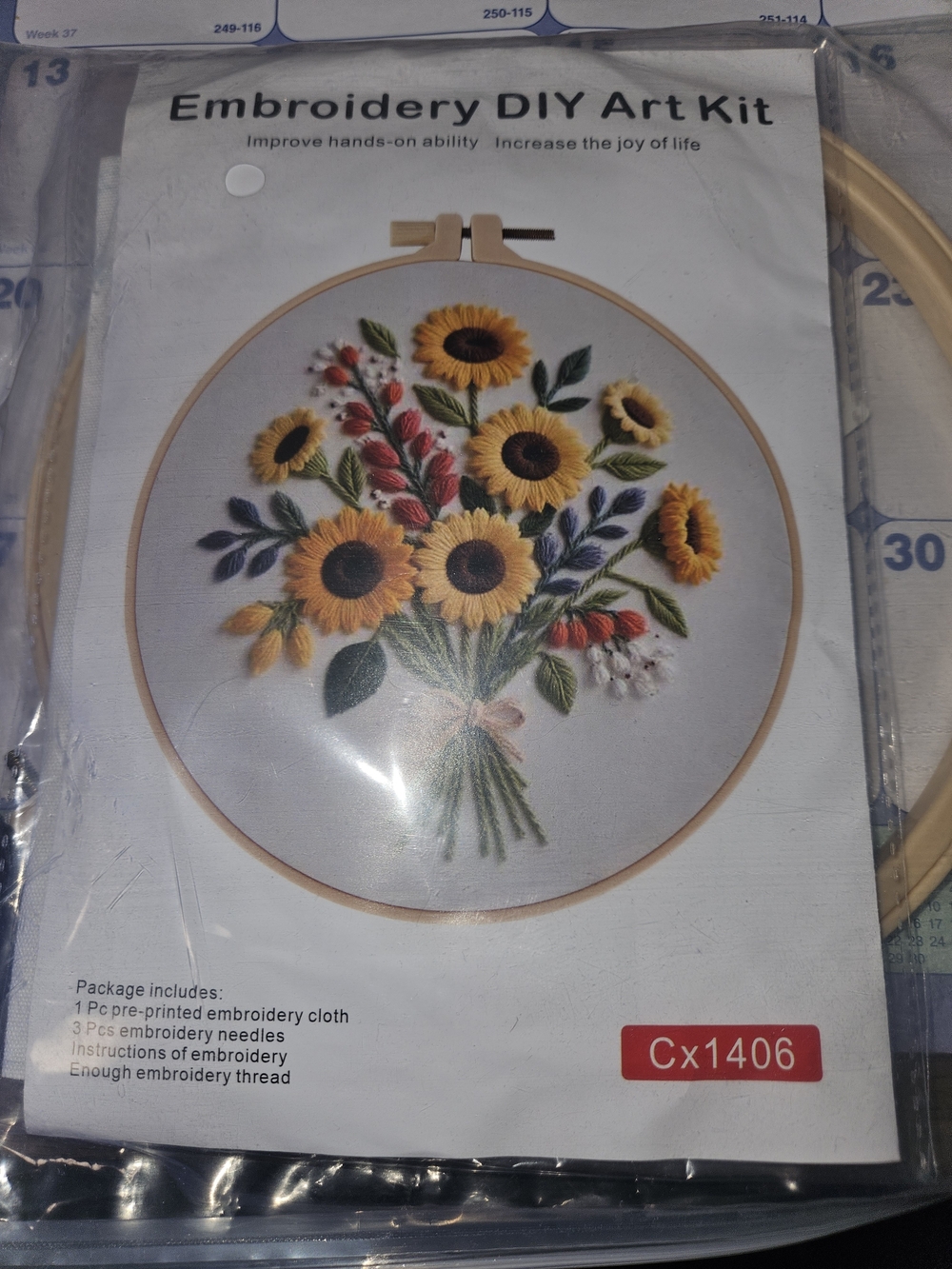 Amazon Embroidery DIY Art Kit - Yellow Sunflower Bouquet